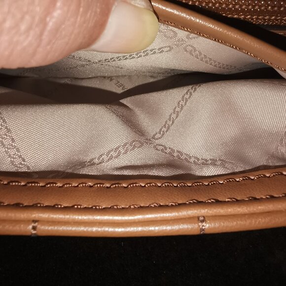 Cognac/Gold Quilted/Studded Leather Satchel/Crossbody NWOT #258 - Picture 9 of 13